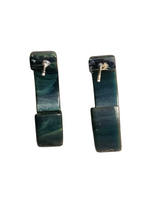 Load image into Gallery viewer, 1940s Blue Moon Bakelite Hoop Earrings
