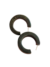 Load image into Gallery viewer, 1940s Blue Moon Bakelite Hoop Earrings
