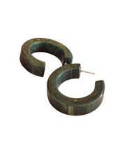Load image into Gallery viewer, 1940s Blue Moon Bakelite Hoop Earrings
