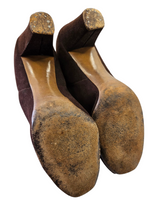 Load image into Gallery viewer, 1940s Brown Suede Bow Peep Toe Shoes
