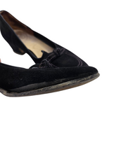 Load image into Gallery viewer, 1940s Navy Blue Suede Knot Loafer Shoes
