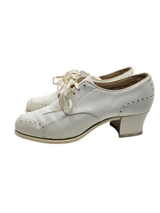 1940s World War Two NNC Navy Nurse Corps Oxford Style White Leather Shoes