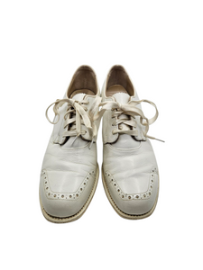 1940s World War Two NNC Navy Nurse Corps Oxford Style White Leather Shoes