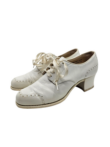 1940s World War Two NNC Navy Nurse Corps Oxford Style White Leather Shoes