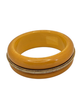 Load image into Gallery viewer, 1940s MEGA Egg Yolk Bakelite and Metal Bangle
