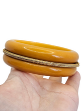 Load image into Gallery viewer, 1940s MEGA Egg Yolk Bakelite and Metal Bangle

