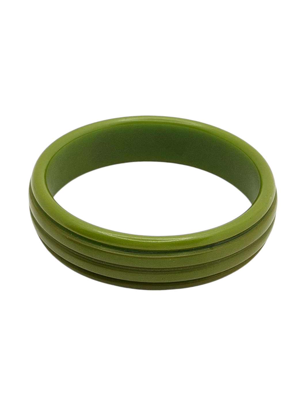 1940s Green Ribbed Bakelite Bangle