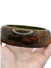 Load image into Gallery viewer, 1940s MEGA Orange and Green Marbled Chunky Bangle
