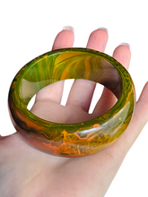Load image into Gallery viewer, 1940s MEGA Orange and Green Marbled Chunky Bangle
