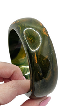 Load image into Gallery viewer, 1940s MEGA Orange and Green Marbled Chunky Bangle
