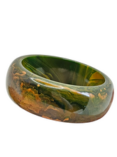 Load image into Gallery viewer, 1940s MEGA Orange and Green Marbled Chunky Bangle
