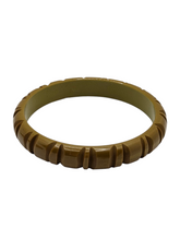 Load image into Gallery viewer, 1940s Khaki Green Bamboo Style Bakelite Bangle
