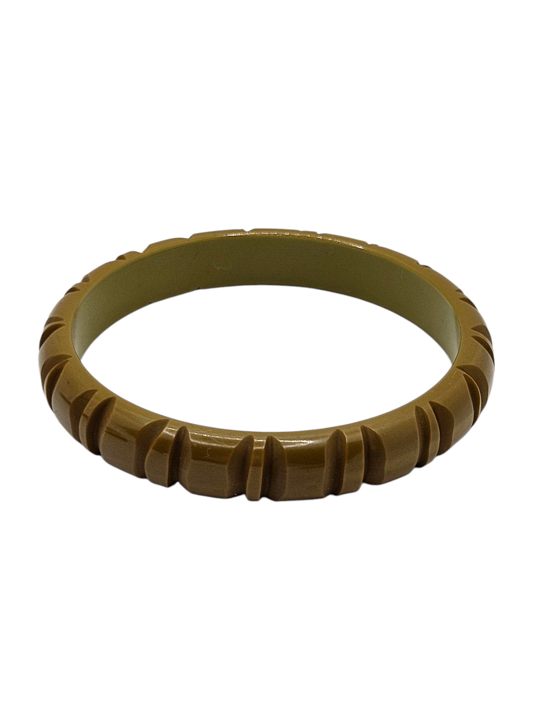 1940s Khaki Green Bamboo Style Bakelite Bangle