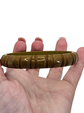 Load image into Gallery viewer, 1940s Khaki Green Bamboo Style Bakelite Bangle
