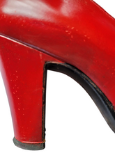 Load image into Gallery viewer, 1940s Rare Lipstick Red Court Shoes With Leather Pom Pom
