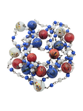 Load image into Gallery viewer, 1940s Red, White and Blue Speckled Glass and Wire Necklace
