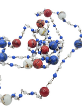 Load image into Gallery viewer, 1940s Red, White and Blue Speckled Glass and Wire Necklace
