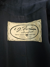 Load image into Gallery viewer, 1940s Navy Blue Gabardine Beaded Double Collar Suit

