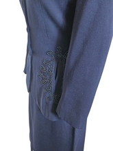 Load image into Gallery viewer, 1940s Navy Blue Gabardine Beaded Double Collar Suit
