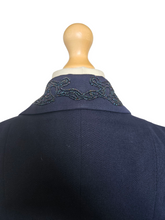 Load image into Gallery viewer, 1940s Navy Blue Gabardine Beaded Double Collar Suit

