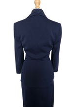 Load image into Gallery viewer, 1940s Navy Blue Gabardine Beaded Double Collar Suit
