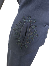 Load image into Gallery viewer, 1940s Navy Blue Gabardine Beaded Double Collar Suit
