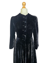 Load image into Gallery viewer, 1930s Black Soft Velvet Fit and Flare Coat
