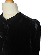 Load image into Gallery viewer, 1930s Black Soft Velvet Fit and Flare Coat
