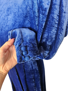 Edwardian Rare Blue Velvet Balloon Sleeve Long Coat