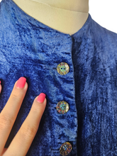 Load image into Gallery viewer, Edwardian Rare Blue Velvet Balloon Sleeve Long Coat
