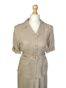 1930s Rare Deadstock Beige Moygashel Safari Suit