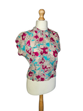 Load image into Gallery viewer, 1940s Pink, Blue, Black and White Novelty Print Blouse
