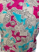 Load image into Gallery viewer, 1940s Pink, Blue, Black and White Novelty Print Blouse
