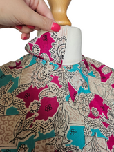 Load image into Gallery viewer, 1940s Pink, Blue, Black and White Novelty Print Blouse
