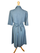 Load image into Gallery viewer, 1940s CC41 Dusky Blue Wool Button Dress

