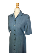 Load image into Gallery viewer, 1940s CC41 Dusky Blue Wool Button Dress

