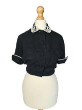 Load image into Gallery viewer, 1940s Black Cropped Lightweight Blouse/Jacket
