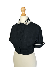 Load image into Gallery viewer, 1940s Black Cropped Lightweight Blouse/Jacket
