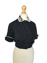 Load image into Gallery viewer, 1940s Black Cropped Lightweight Blouse/Jacket
