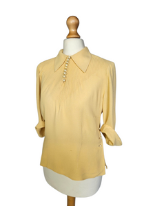 1940s Buttermilk Yellow Button Detail Blouse