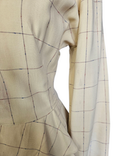 Load image into Gallery viewer, 1940s Pale Yellow and Brown Check Peplum Jacket
