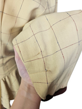 Load image into Gallery viewer, 1940s Pale Yellow and Brown Check Peplum Jacket
