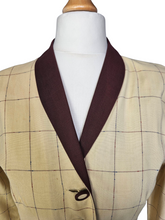 Load image into Gallery viewer, 1940s Pale Yellow and Brown Check Peplum Jacket
