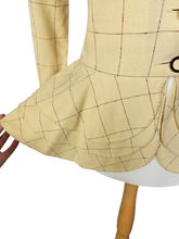 Load image into Gallery viewer, 1940s Pale Yellow and Brown Check Peplum Jacket
