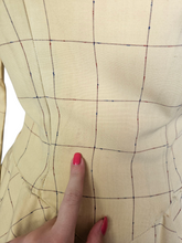 Load image into Gallery viewer, 1940s Pale Yellow and Brown Check Peplum Jacket
