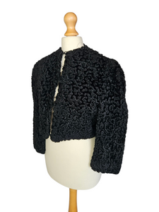 1940s Black Astrakhan Cropped Jacket