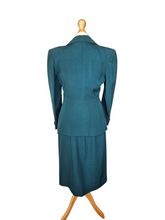 Load image into Gallery viewer, 1940s Dark Teal Gabardine Pointed Collar Suit
