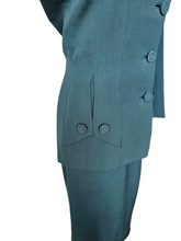 Load image into Gallery viewer, 1940s Dark Teal Gabardine Pointed Collar Suit

