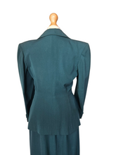 Load image into Gallery viewer, 1940s Dark Teal Gabardine Pointed Collar Suit
