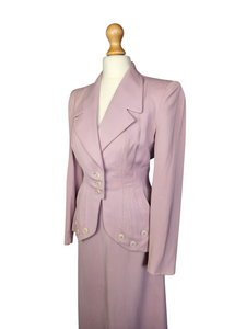 1940s Rare Lilac/Dusky Pink Button Detail Suit